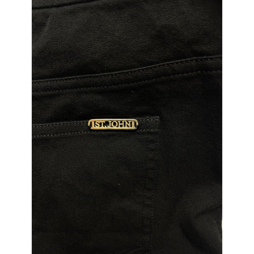 ST. JOHN Women's Size 6 Relaxed Straight Leg High-Rise Black Stretch Pants - Picture 10 of 12